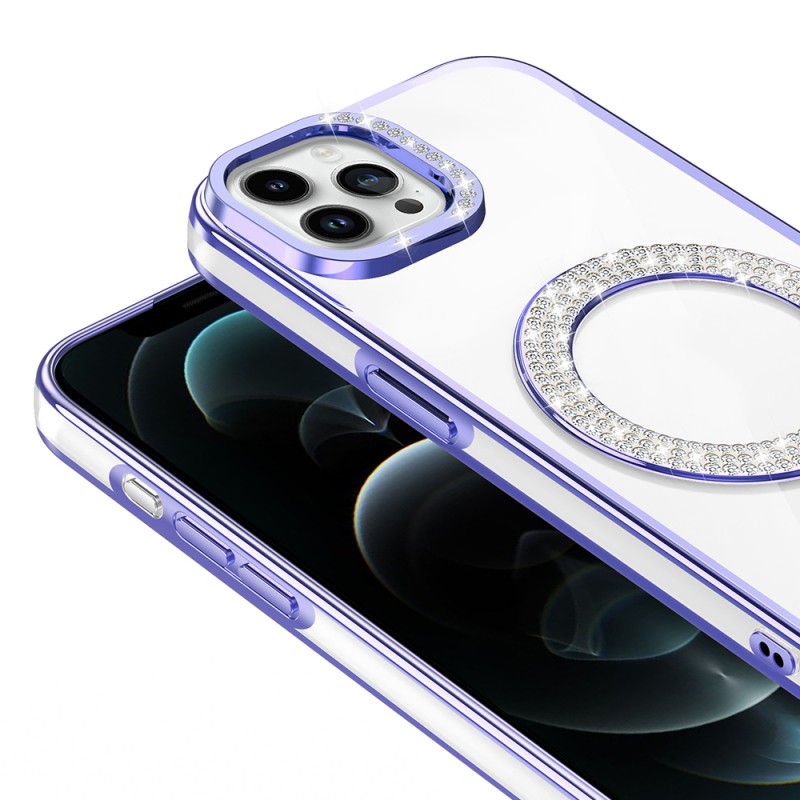 Apple iPhone 12 Pro Kılıf Pırlanta Taş Tasarımlı M-safe Şarj Özellikli Zore Karetta Silikon Kapak - 17