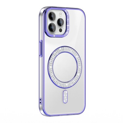 Apple iPhone 12 Pro Kılıf Pırlanta Taş Tasarımlı M-safe Şarj Özellikli Zore Karetta Silikon Kapak - 2