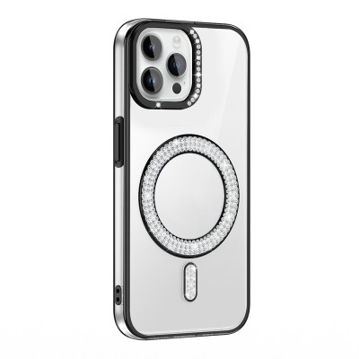 Apple iPhone 12 Pro Kılıf Pırlanta Taş Tasarımlı M-safe Şarj Özellikli Zore Karetta Silikon Kapak - 4