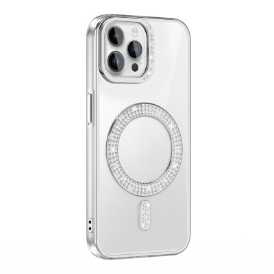 Apple iPhone 12 Pro Kılıf Pırlanta Taş Tasarımlı M-safe Şarj Özellikli Zore Karetta Silikon Kapak - 5