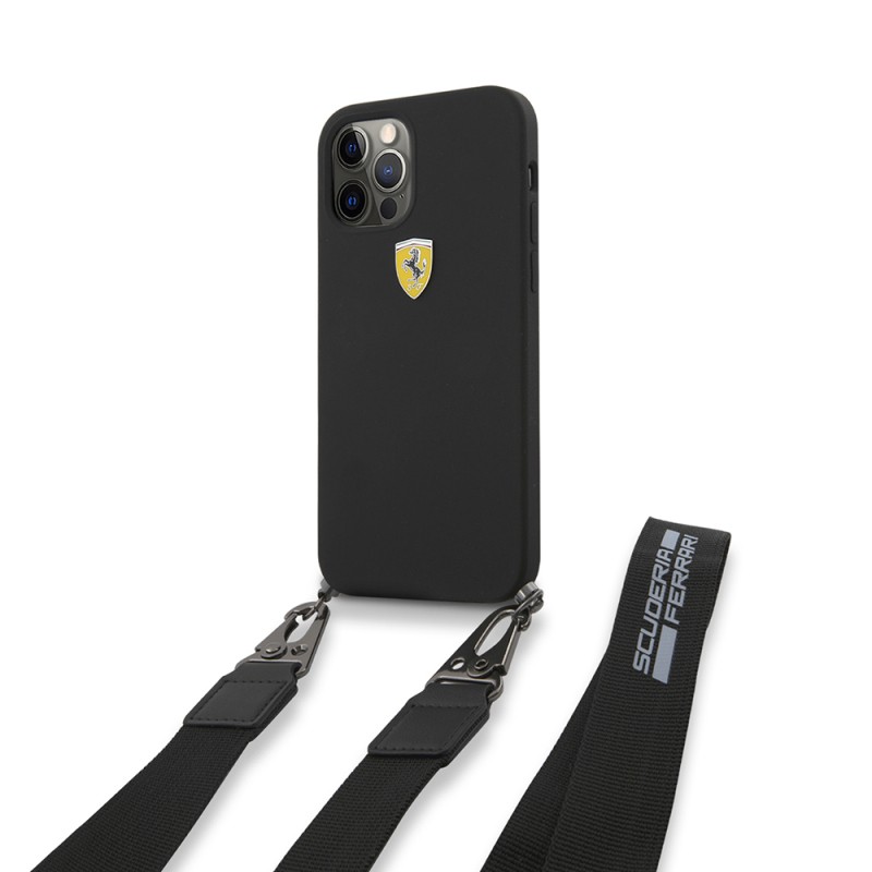 Apple iPhone 12 Pro Case Ferrari Original Licensed Hanging Metal Logo Cover - 1