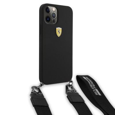 Apple iPhone 12 Pro Case Ferrari Original Licensed Hanging Metal Logo Cover - 3