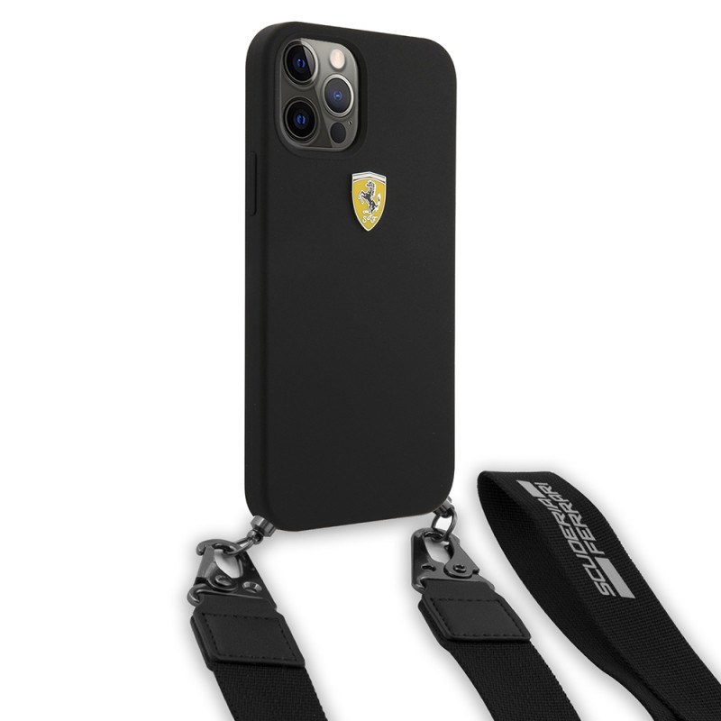 Apple iPhone 12 Pro Case Ferrari Original Licensed Hanging Metal Logo Cover - 3