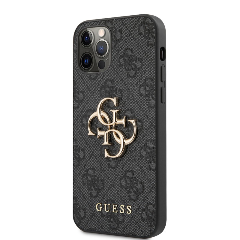 Apple iPhone 12 Pro Max Case Guess Original Licensed Large Metal Logo Design PU Leather Cover - 5