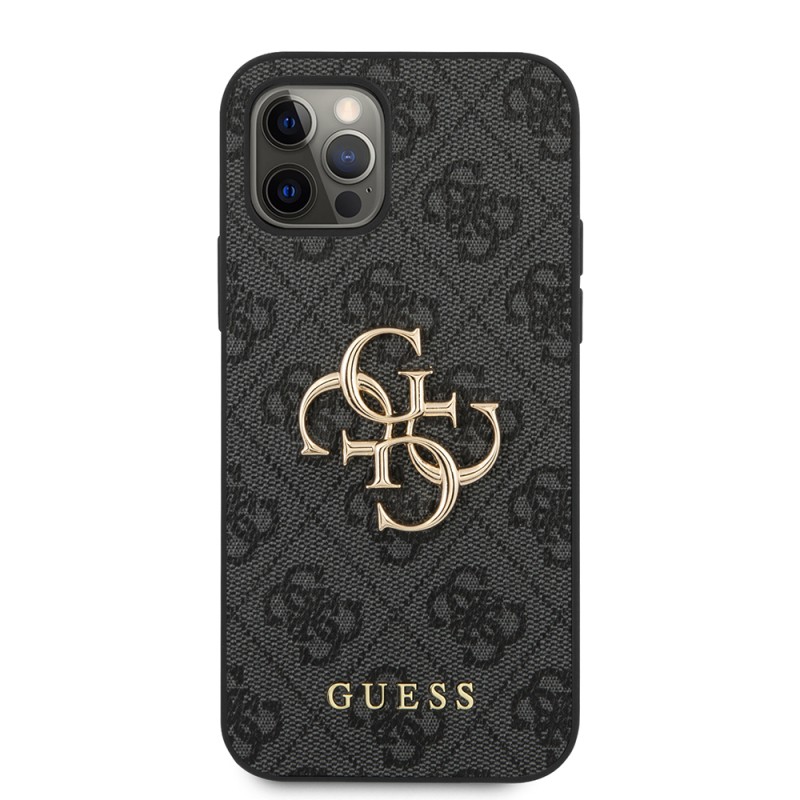 Apple iPhone 12 Pro Max Case Guess Original Licensed Large Metal Logo Design PU Leather Cover - 6
