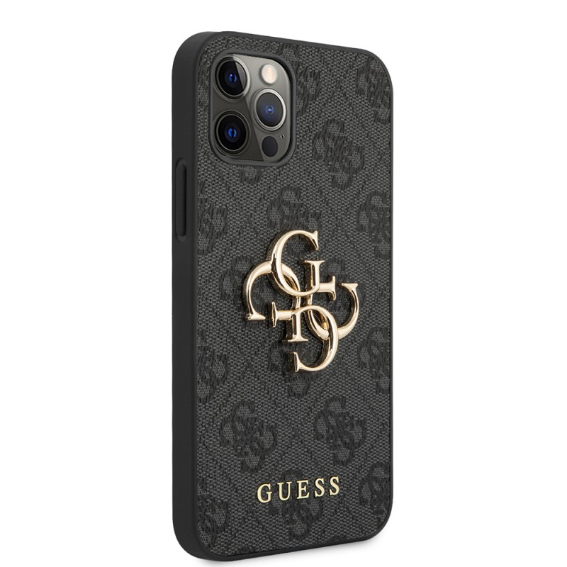 Apple iPhone 12 Pro Max Case Guess Original Licensed Large Metal Logo Design PU Leather Cover - 7