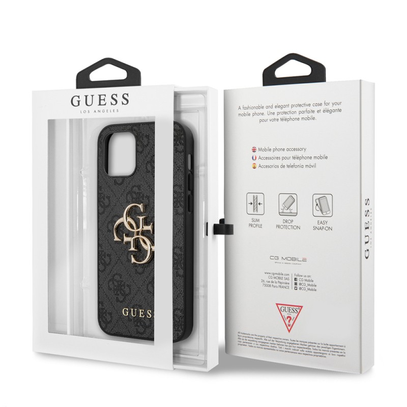 Apple iPhone 12 Pro Max Case Guess Original Licensed Large Metal Logo Design PU Leather Cover - 11