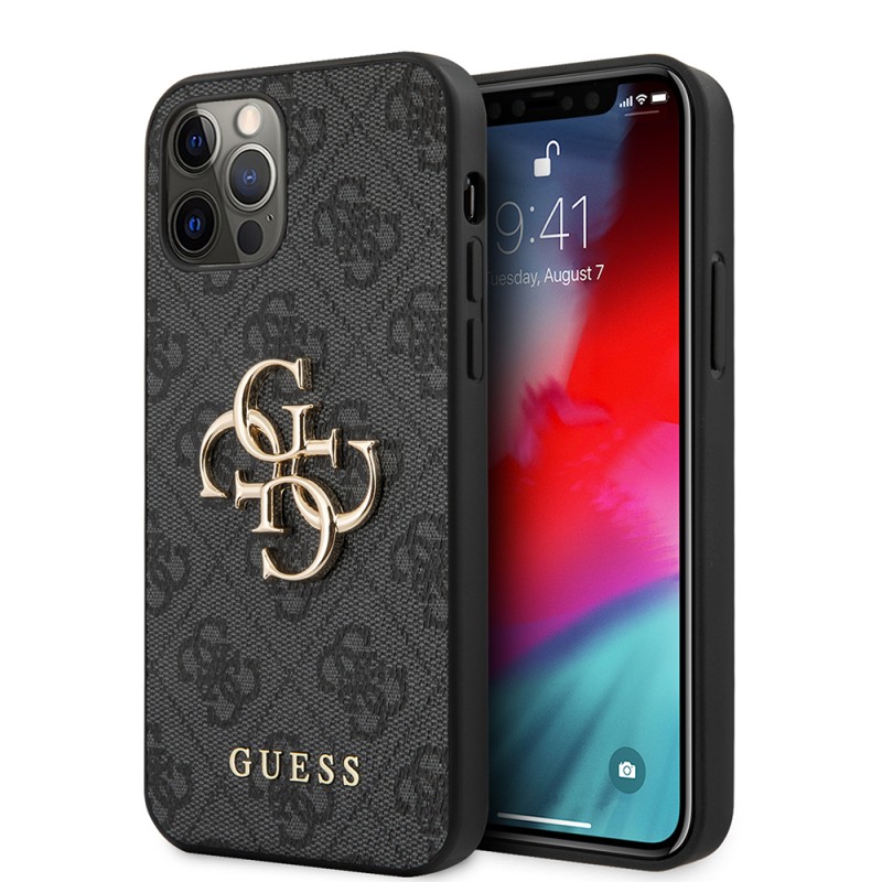 Apple iPhone 12 Pro Max Case Guess Original Licensed Large Metal Logo Design PU Leather Cover - 3