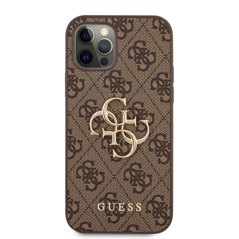 Apple iPhone 12 Pro Max Case Guess Original Licensed Large Metal Logo Design PU Leather Cover - 13