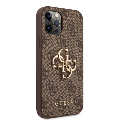 Apple iPhone 12 Pro Max Case Guess Original Licensed Large Metal Logo Design PU Leather Cover - 14