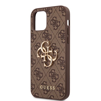 Apple iPhone 12 Pro Max Case Guess Original Licensed Large Metal Logo Design PU Leather Cover - 16