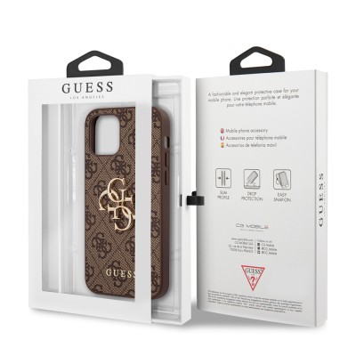 Apple iPhone 12 Pro Max Case Guess Original Licensed Large Metal Logo Design PU Leather Cover - 18