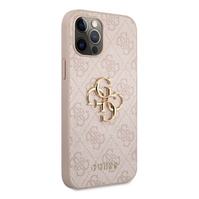 Apple iPhone 12 Pro Max Case Guess Original Licensed Large Metal Logo Design PU Leather Cover - 21