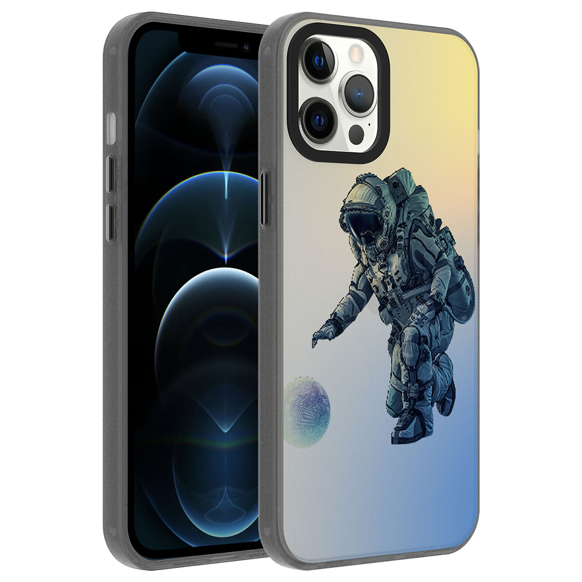 Apple iPhone 12 Pro Max Kılıf Desenli Zore Dragon Sert Kapak - Astronot