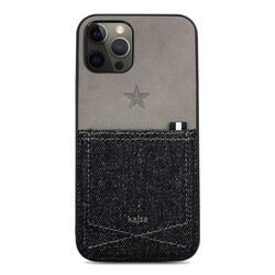 Apple iPhone 12 Pro Max Kılıf Kajsa Denim Kapak Siyah