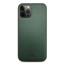 Apple iPhone 12 Pro Max Kılıf Kajsa Luxe Collection Hakiki Deri Kapak Yeşil