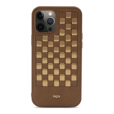 Apple iPhone 12 Pro Max Kılıf Kajsa Preppie Serisi Spotlight Woven Kapak - 1