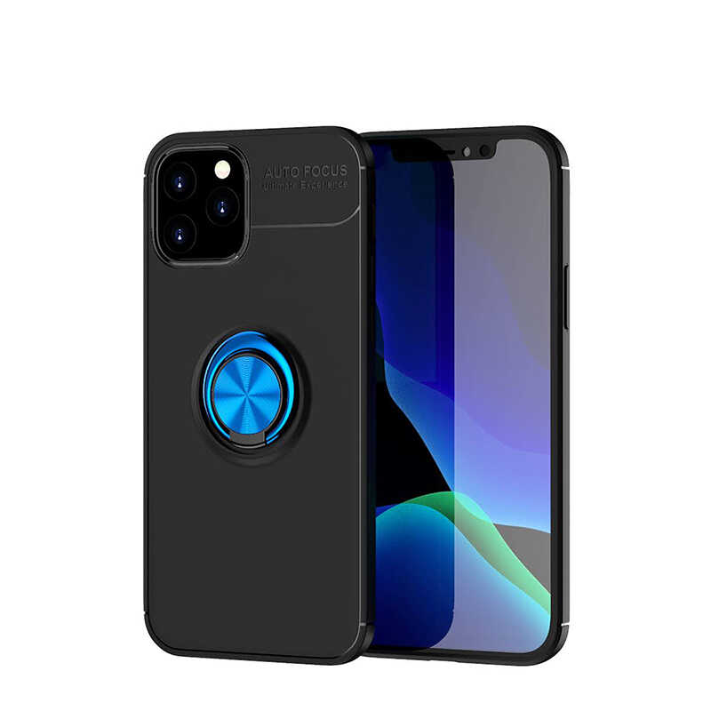 Apple iPhone 12 Pro Max Kılıf Zore Ravel Silikon Kapak - Siyah-Mavi