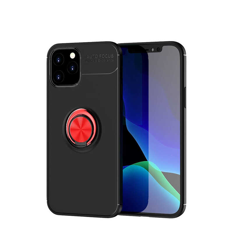 Apple iPhone 12 Pro Max Kılıf Zore Ravel Silikon Kapak - Siyah-Kırmızı