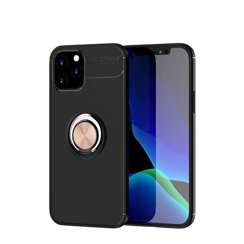 Apple iPhone 12 Pro Max Kılıf Zore Ravel Silikon Kapak - Siyah-Rose Gold