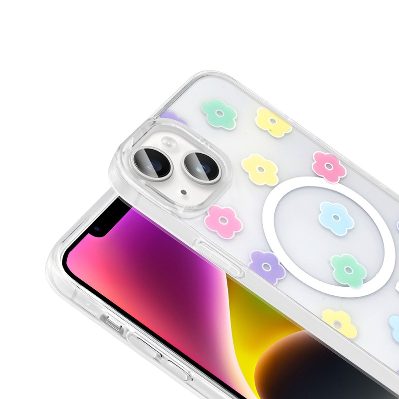 Apple iPhone 13 Case M-Safe Charging Transparent Zore Folk Hard Cover - 13