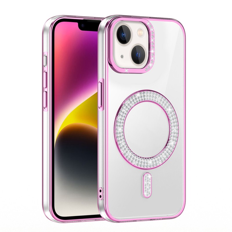 Apple iPhone 13 Case Magsafe Charging Feature Diamond Stone Design Zore Karetta Silicone Cover - 16