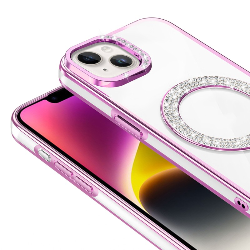 Apple iPhone 13 Case Magsafe Charging Feature Diamond Stone Design Zore Karetta Silicone Cover - 17