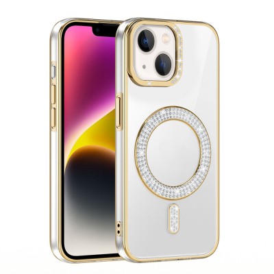 Apple iPhone 13 Case Magsafe Charging Feature Diamond Stone Design Zore Karetta Silicone Cover - 14