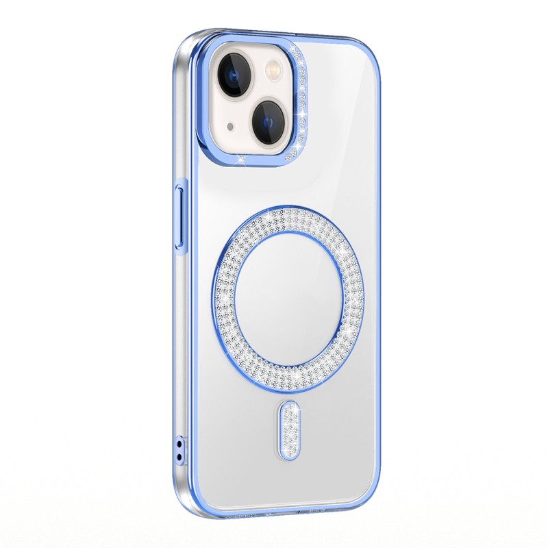 Apple iPhone 13 Case Magsafe Charging Feature Diamond Stone Design Zore Karetta Silicone Cover - 2