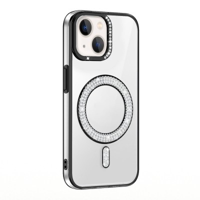 Apple iPhone 13 Case Magsafe Charging Feature Diamond Stone Design Zore Karetta Silicone Cover - 3