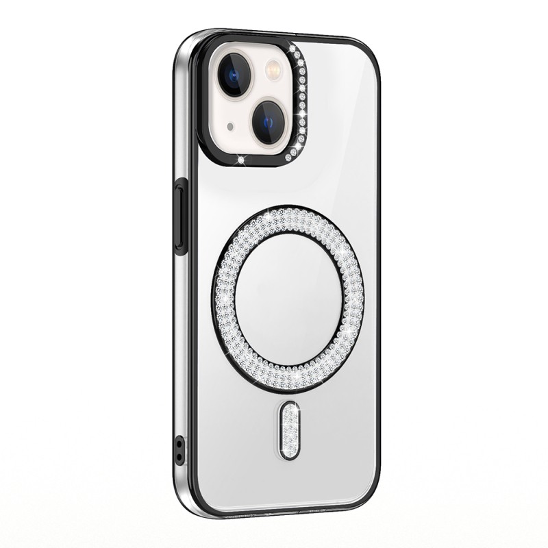 Apple iPhone 13 Case Magsafe Charging Feature Diamond Stone Design Zore Karetta Silicone Cover - 3