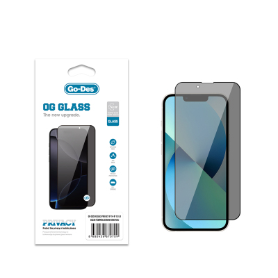 Apple iPhone 13 Go Des OG Glass Privacy Antistatik Temperli Cam Ekran Koruyucu - Go Des