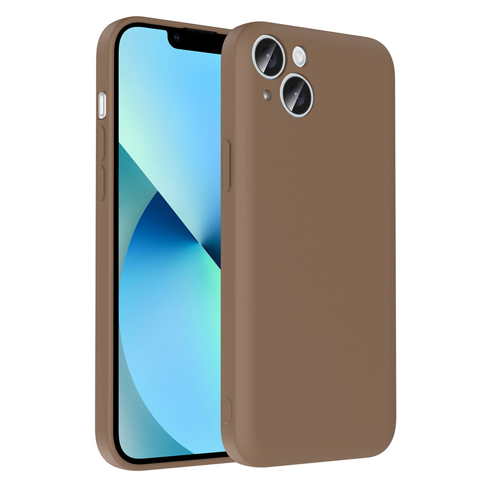 iPhone 13 Kılıf Kamera Korumalı Kartlık Hazneli NXXA Vitra Kapak - Kahverengi