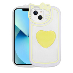 Apple iPhone 13 Kılıf Kedi Figürlü Transparan Pop Soketli Zore Ritmik Kapak - Zore