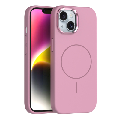 Apple iPhone 13 Kılıf M-Safe Şarj Özellikli Metal Kamera Çerçeveli Zore Edi Silikon Kapak - Zore