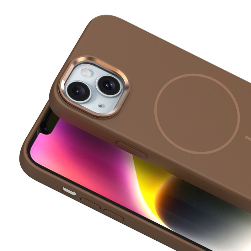 Apple iPhone 13 Kılıf M-Safe Şarj Özellikli Metal Kamera Çerçeveli Zore Edi Silikon Kapak - 19