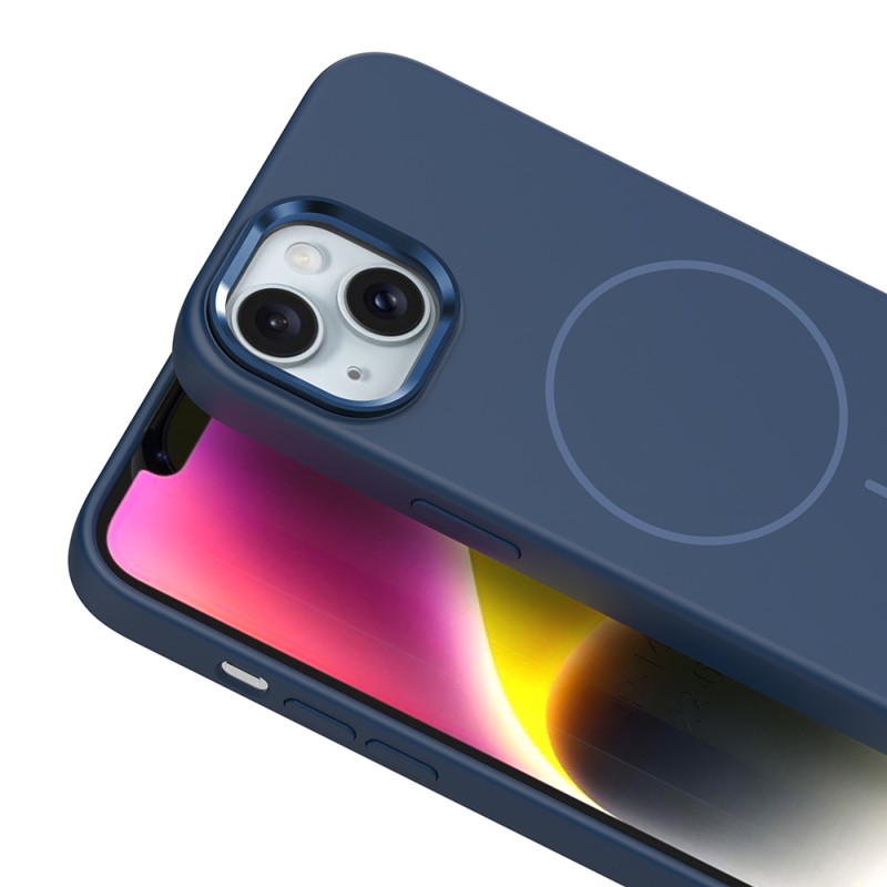 Apple iPhone 13 Kılıf M-Safe Şarj Özellikli Metal Kamera Çerçeveli Zore Edi Silikon Kapak - 20