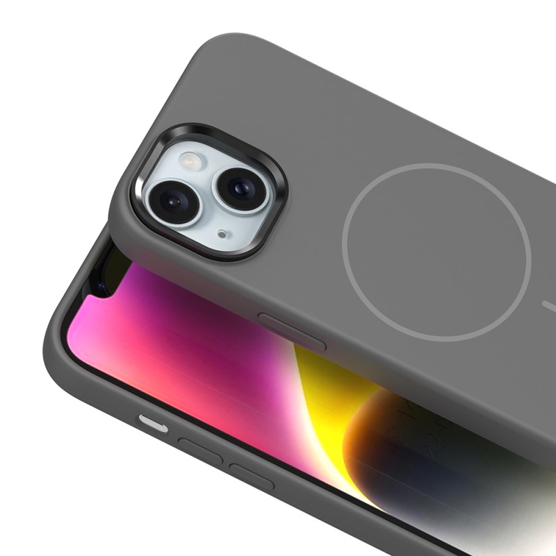 Apple iPhone 13 Kılıf M-Safe Şarj Özellikli Metal Kamera Çerçeveli Zore Edi Silikon Kapak - 22
