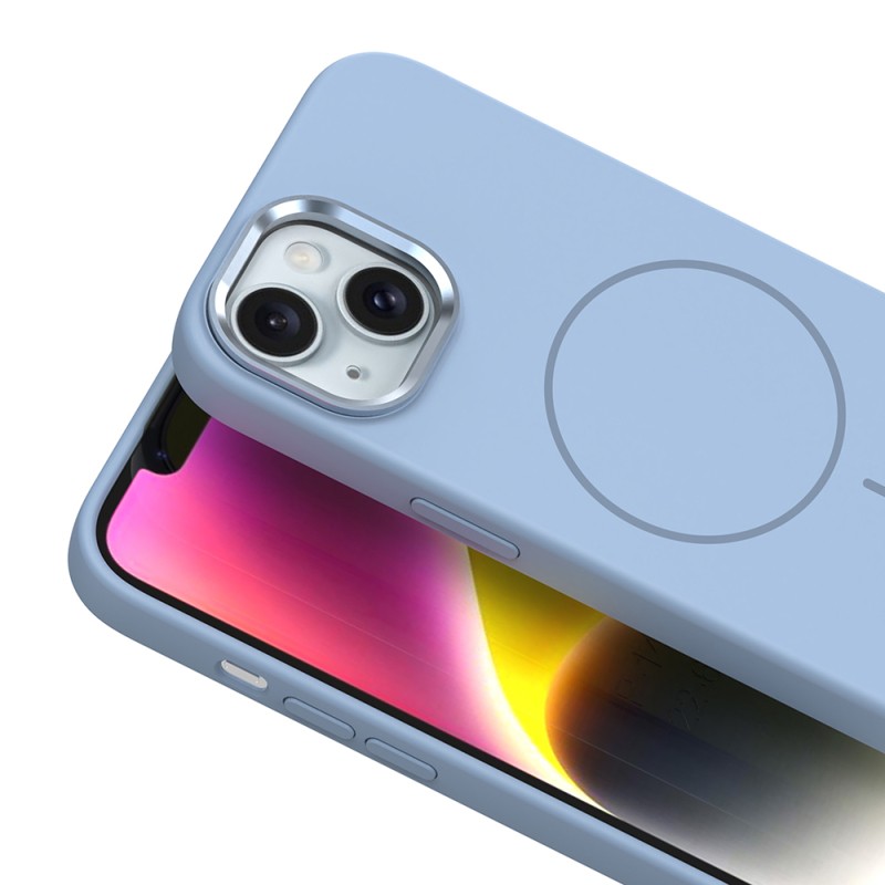 Apple iPhone 13 Kılıf M-Safe Şarj Özellikli Metal Kamera Çerçeveli Zore Edi Silikon Kapak - 21