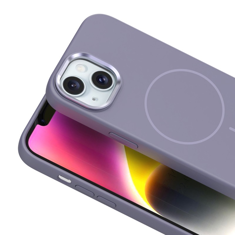 Apple iPhone 13 Kılıf M-Safe Şarj Özellikli Metal Kamera Çerçeveli Zore Edi Silikon Kapak - 17