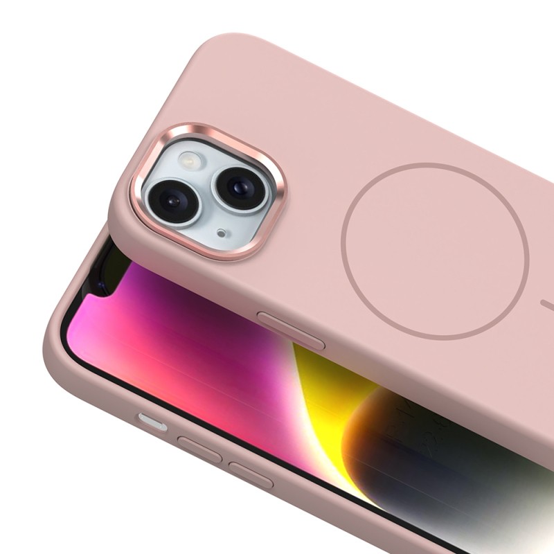 Apple iPhone 13 Kılıf M-Safe Şarj Özellikli Metal Kamera Çerçeveli Zore Edi Silikon Kapak - 13