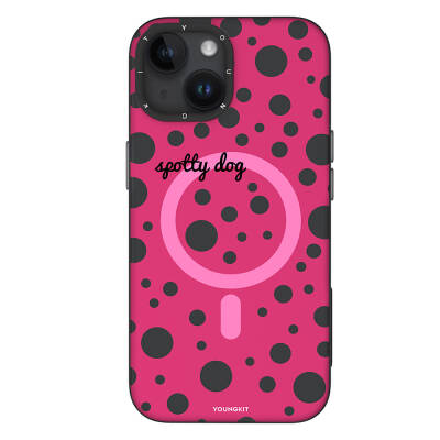 Apple iPhone 13 Kılıf M-safe Şarj Özellikli Polka Dot Desenli Youngkit Spots Serisi Kapak - Youngkit