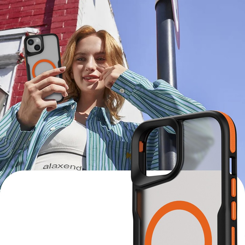 Apple iPhone 13 Kılıf M-safe Şarj Özellikli Renkli Kenar Airbag Şeritli Zore Lamer Kapak - 12