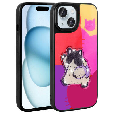 Apple iPhone 13 Kılıf Parlayan Kabartmalı İkonik Figürlü Zore Amas Silikon Kapak - Zore