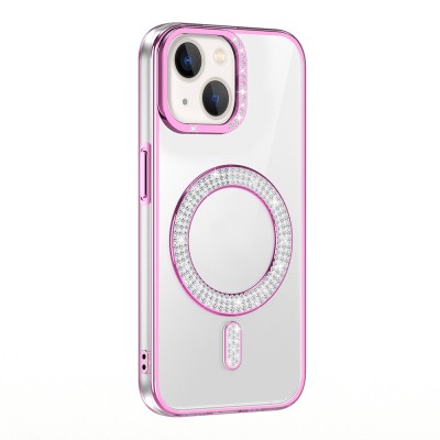 Apple iPhone 13 Kılıf Pırlanta Taş Tasarımlı M-safe Şarj Özellikli Zore Karetta Silikon Kapak - 6