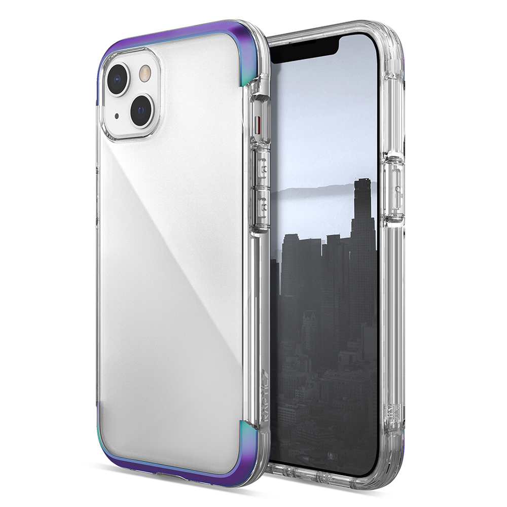 Apple iPhone 13 Kılıf Raptic Air Serisi Airbag Tasarımlı Metal Köşelikli Şeffaf Kapak - Colorful