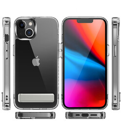 Apple iPhone 13 Kılıf Standlı Şeffaf Silikon Zore L-Stand Kapak - Zore