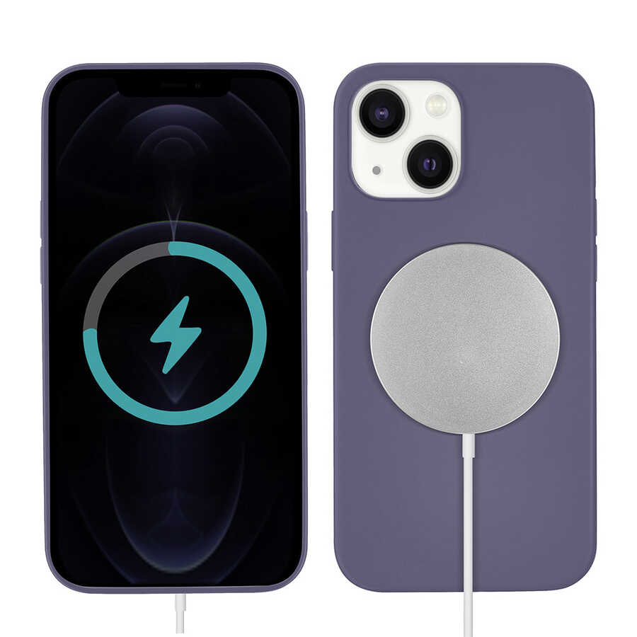 Apple iPhone 13 Kılıf Zore Silksafe Wireless Kapak - Mor