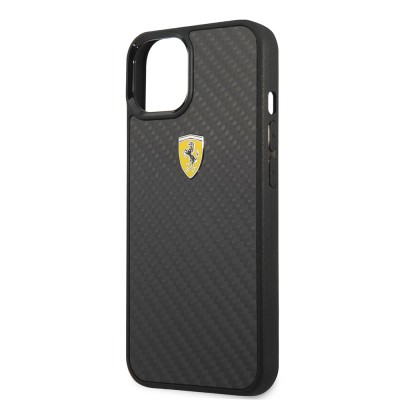Apple iPhone 13 Mini Case Ferrari Original Licensed Classic Metal Logo Carbon Design Cover - 7
