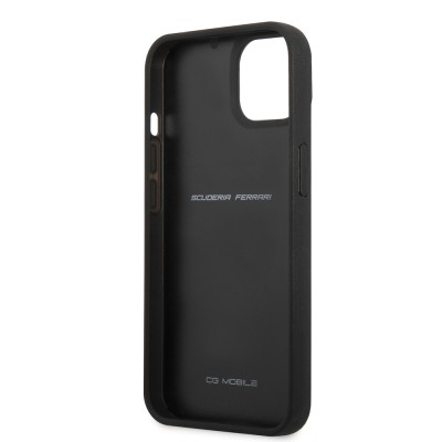 Apple iPhone 13 Mini Case Ferrari Original Licensed Classic Metal Logo Carbon Design Cover - 8